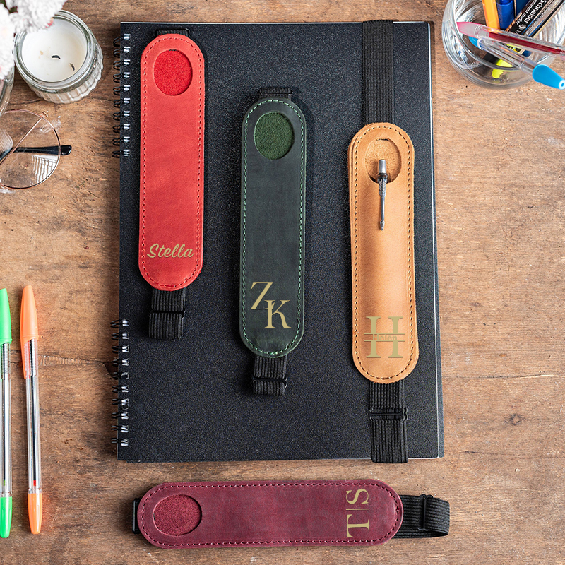 Personalized Monogrammed Adjustable Pen Leather Sleeve Holder | JNSBag45