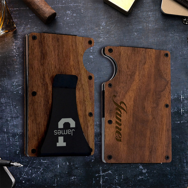 Personalized Monogrammed Engraved Minimalist Slim Wallet | JNSBag58