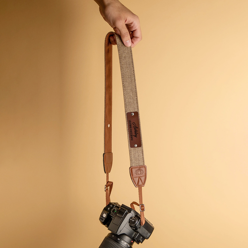 Personalized Handmade Leather Patch Camera Strap | GC007