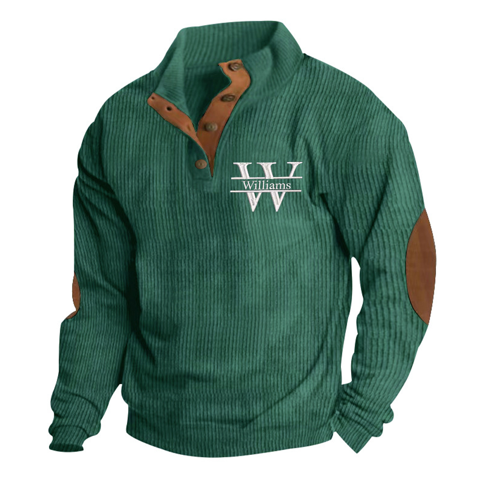 Personalized Monogram Embroidered Corduroy Men Sweatshirt | JNSCloth39