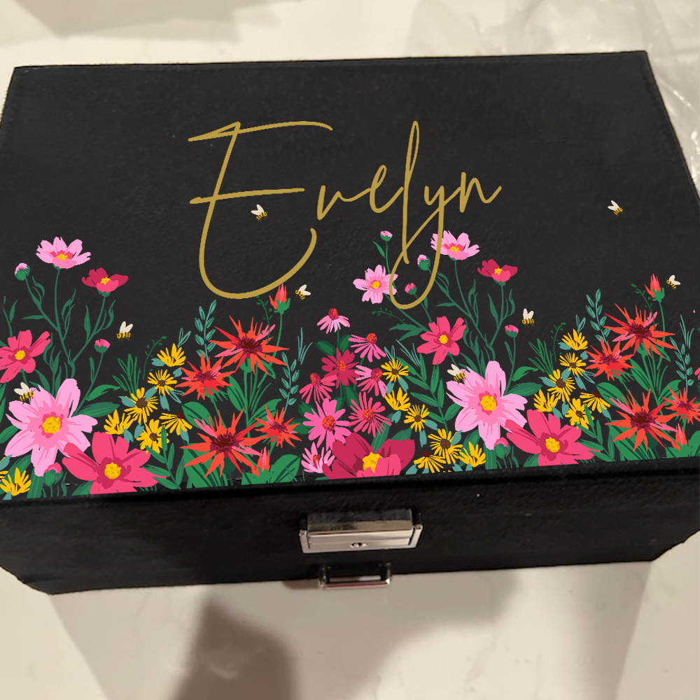 Personalized Name Velvet Jewelry Box with Drawer | JNSCase02