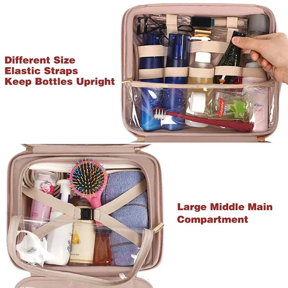 Personalized Name Leather Travel Makeup Bag | JNSBag79