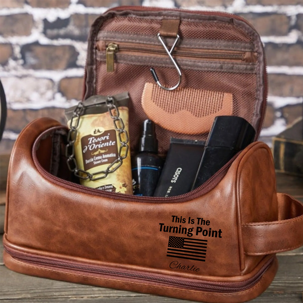 Personalized Leather Monogram Engraved Wash Bag for Unique & Love | JNSBag111