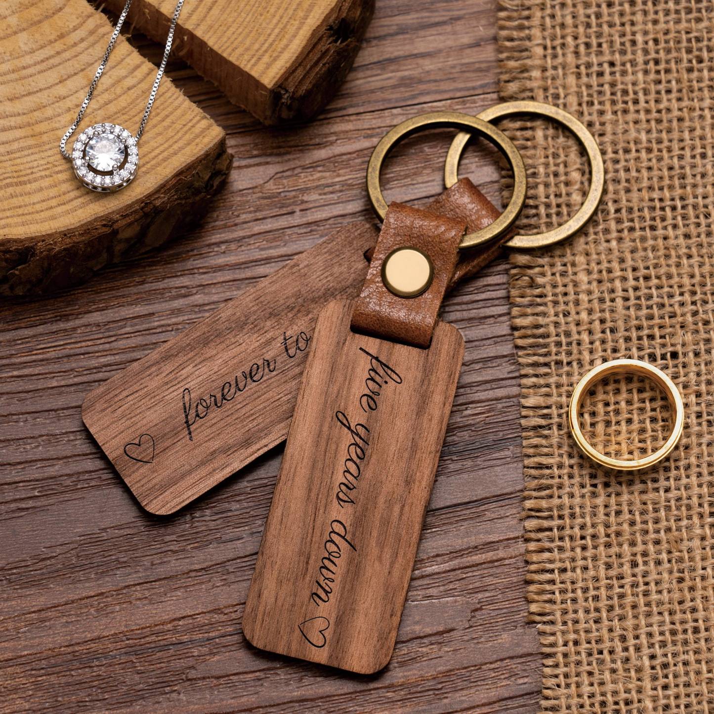 Personalized Wood Couple Keychain for Unique & Love | JNSDec114