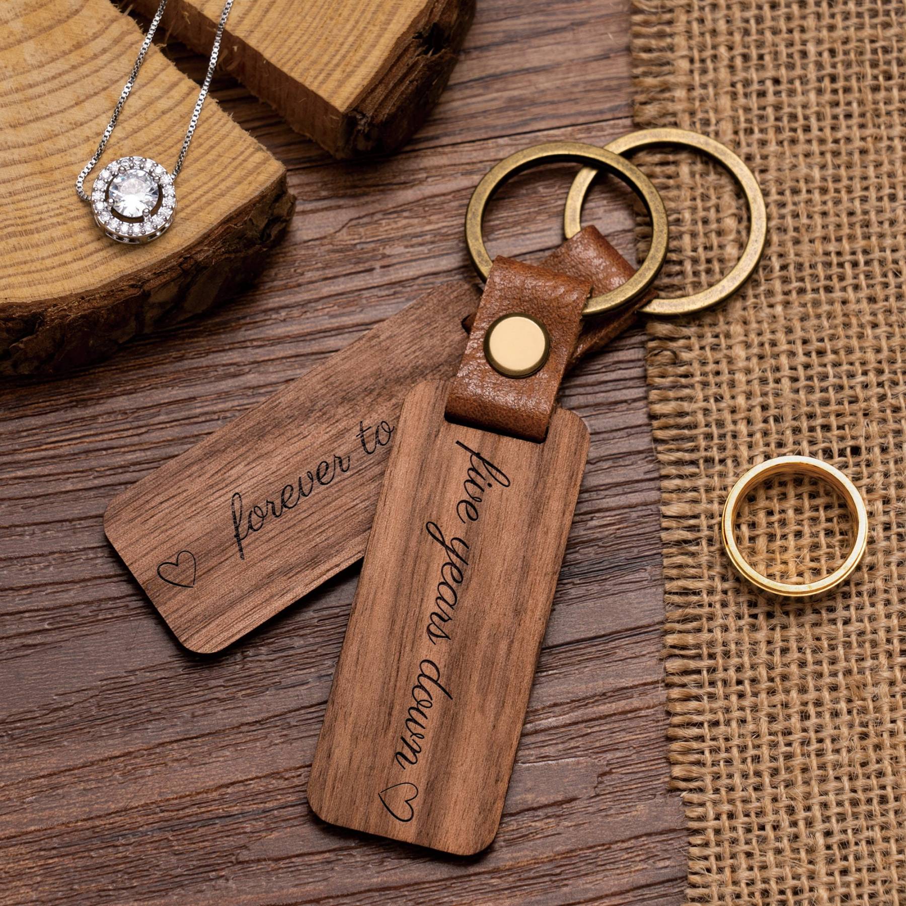 Personalized Wood Couple Keychain for Unique & Love | JNSDec114