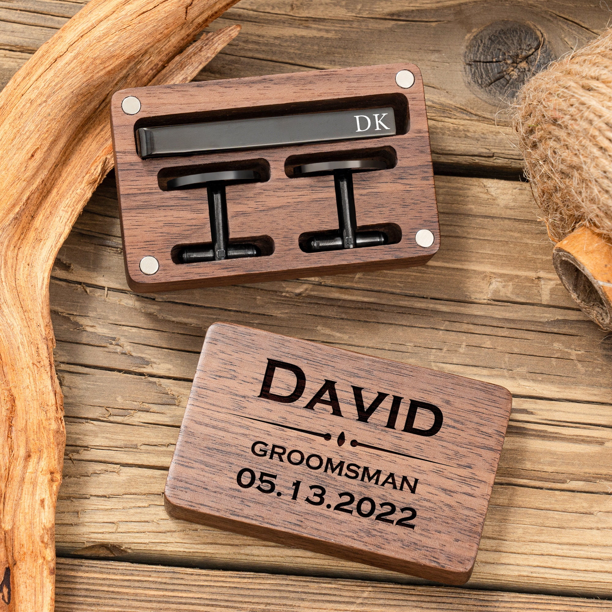 Personalized Men's Cufflink & Tie Clip Set for Unique & Love | JNSDec49