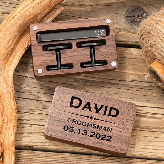 Personalized Men's Cufflink & Tie Clip Set for Unique & Love | JNSDec49