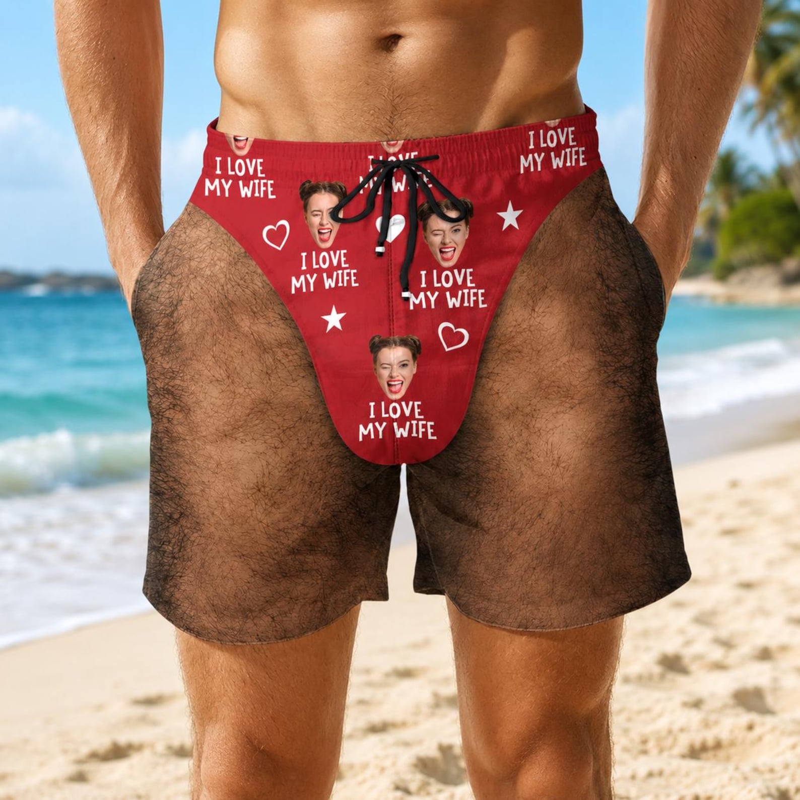 Personalized Face Photo Beach Swim Trunks Shorts for Unique & Love | JNSCloth66
