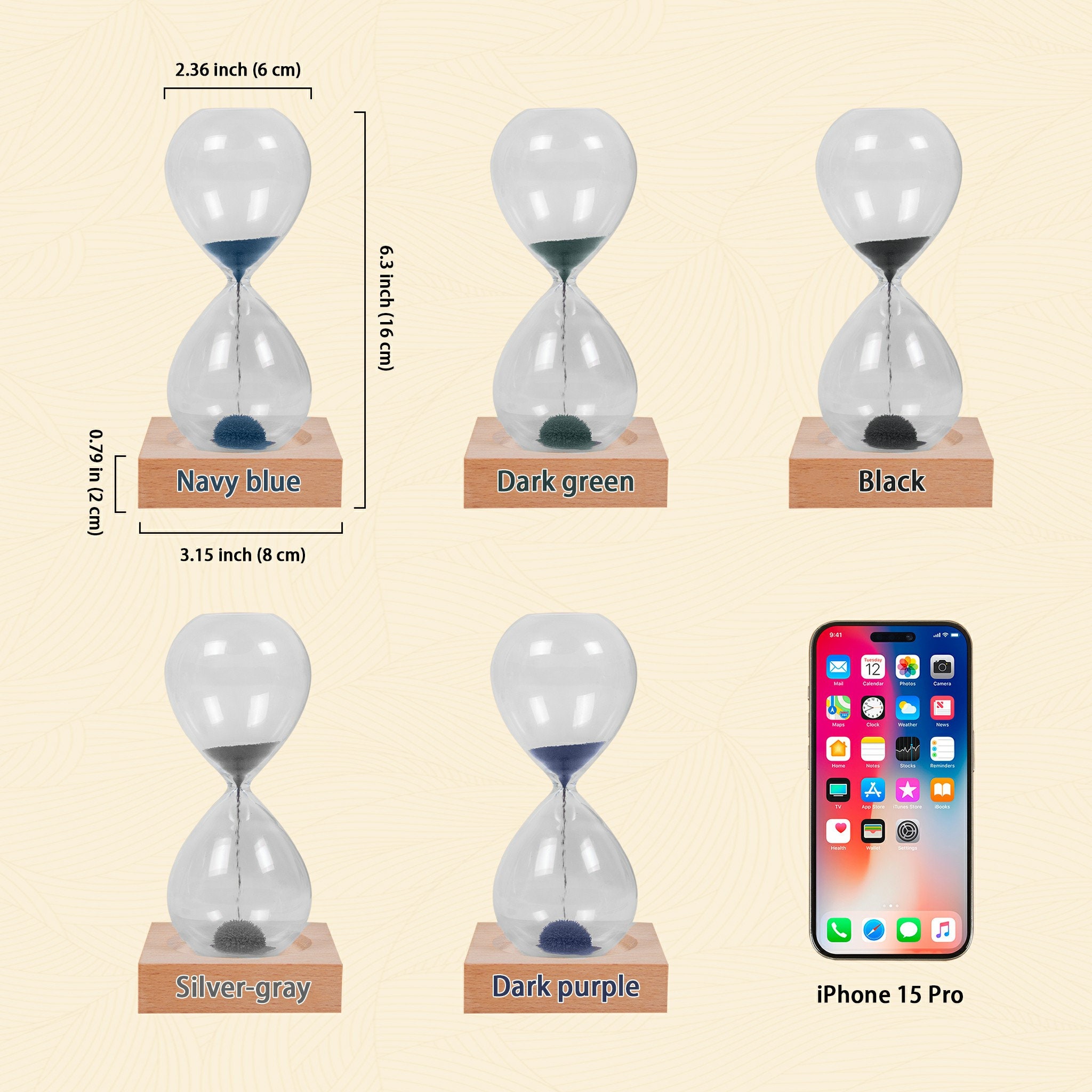 Personalized Engraved Magnetic Hourglass with Wooden Base | JNSDec165