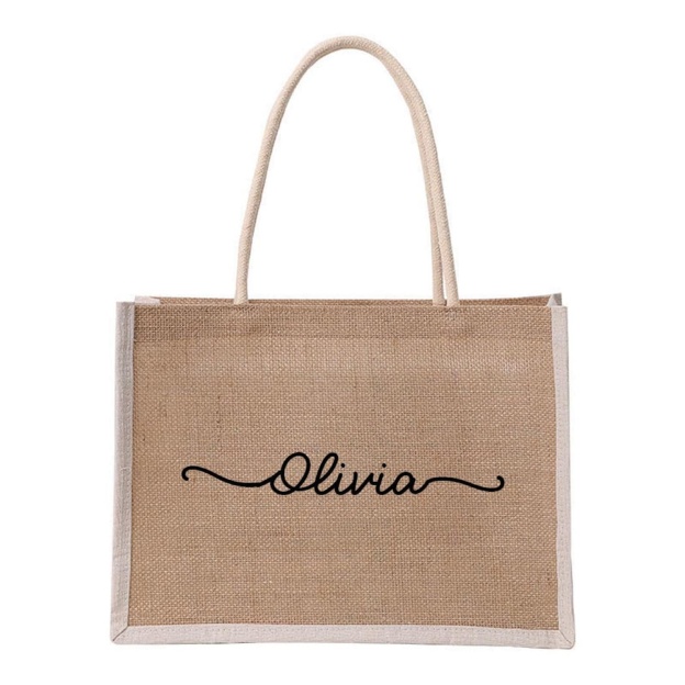 Personalized Monogram Burlap Tote Bridesmaid Bags for Unique & Love | JNSBag08