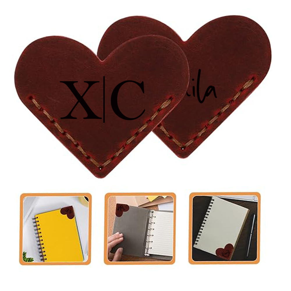 Personalized Genuine Leather Heart Corner Bookmark for Unique & Love | JNSDec116