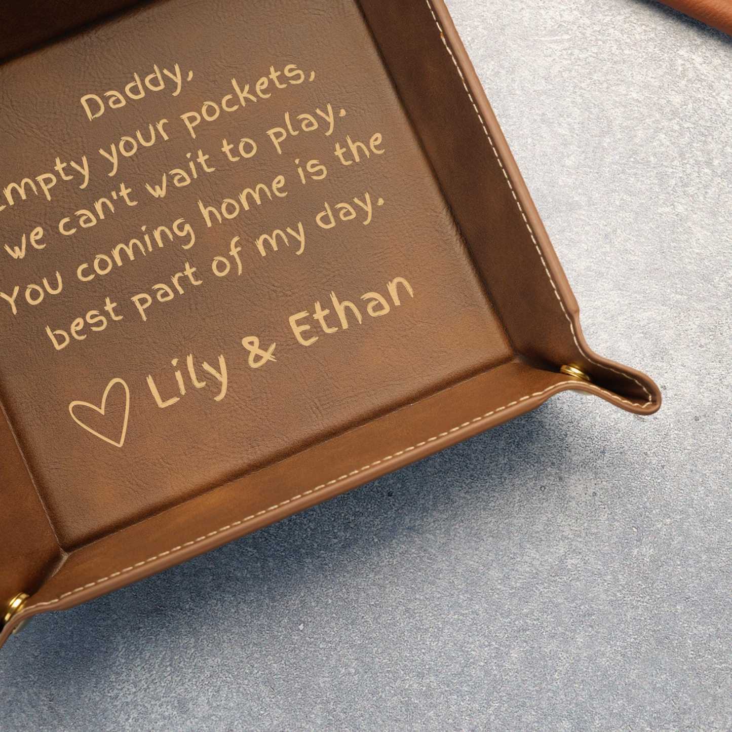 Personalized Leather Valet Tray for Dad for Unique & Love | JNSDec209
