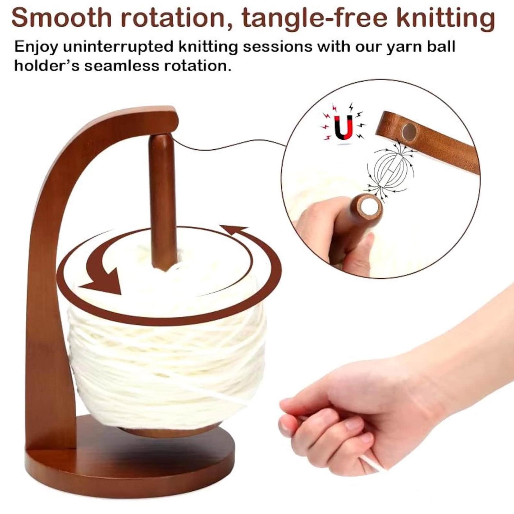 Personalized Magnetic Wooden Rotating Yarn Ball Holder for Unique & Love | JNSDec187