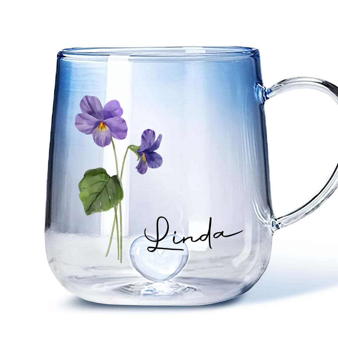 Personalized Birth Month Flower Glass Mug for Unique & Love | JNSDec138