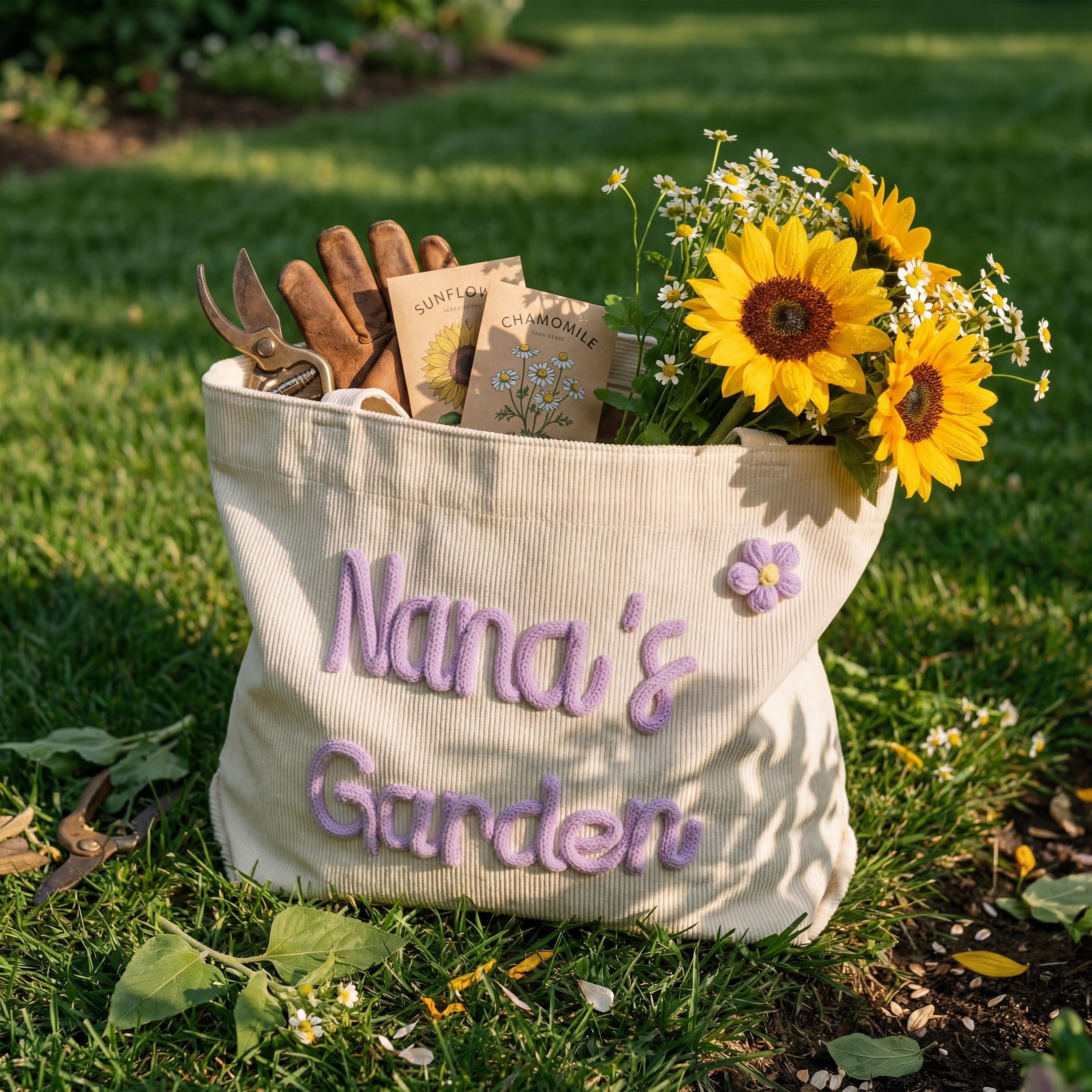 Personalized Hand Embroidered Corduroy Tote Bag for Unique & Love | JNSBag133