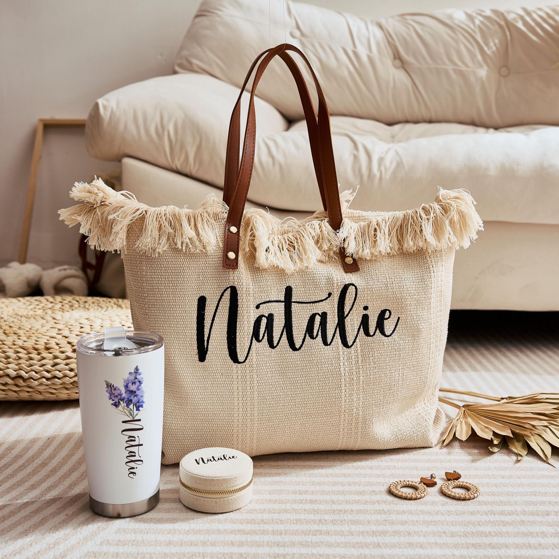 Personalized Name Embroidered Bridesmaid Proposal Canvas Bags | JNSBag80