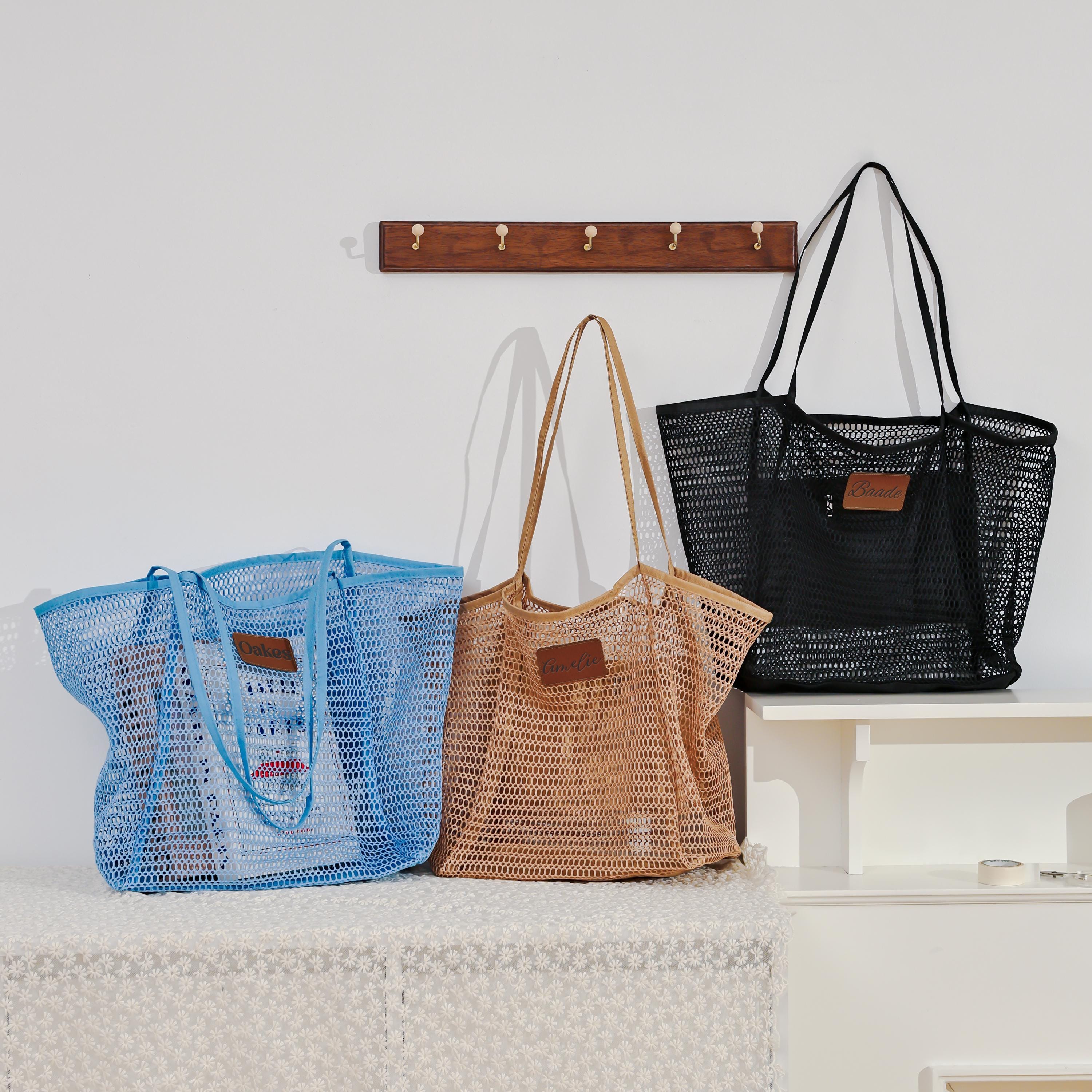 Personalized Name Leather Patch Beach Tote Bag for Unique & Love | JNSBag124