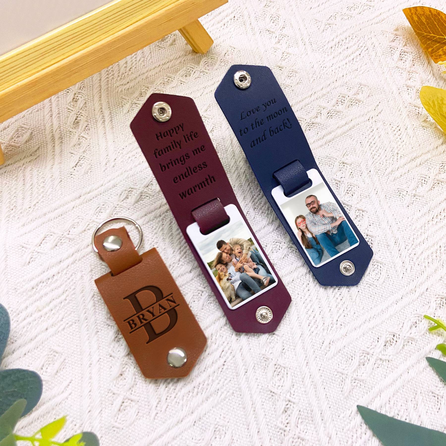 Personalized Monogrammed Photo Leather Keychain I JNSDec82