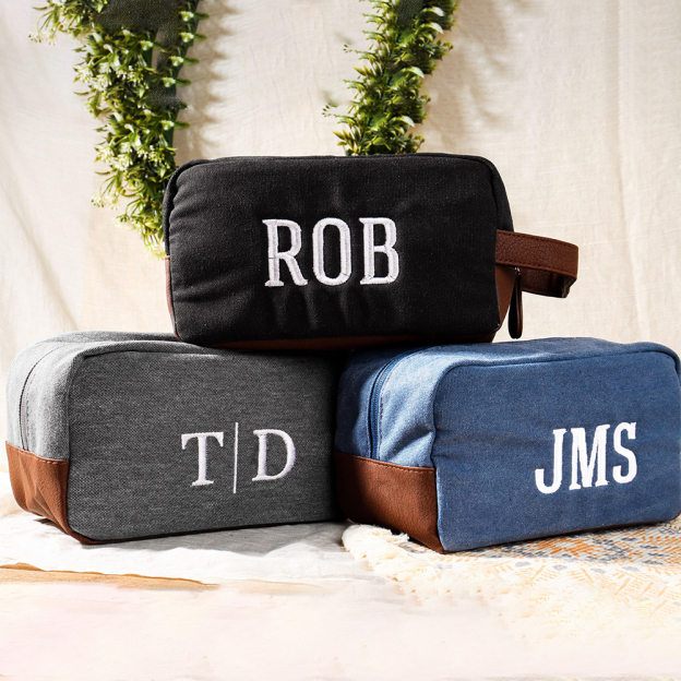Personalized Monogram Embroidery Canvas Toiletry Bag for Unique & Love | JNSBag93