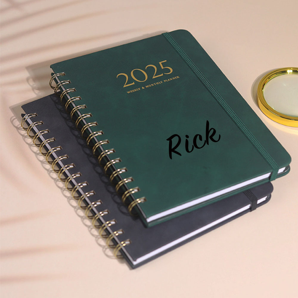 Personalized Leather 2025 Weekly & Monthly Planner Notebook | JNSDec117