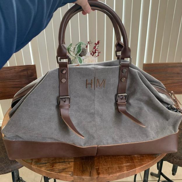 Personalized Monogram Embroidered Men’s Leather Duffle Bag | JNSBag83