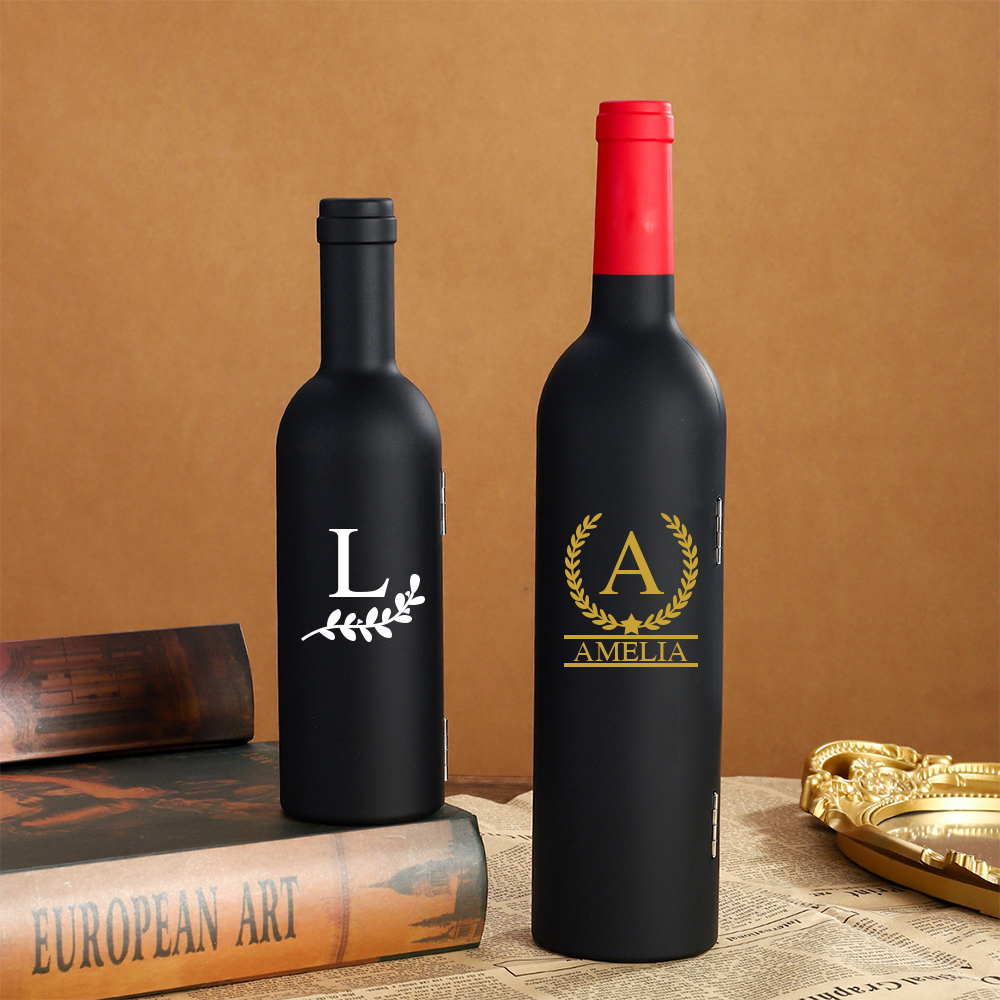 Personalized Monogram Wine Bottle Accessories Gift Set | JNSTool11