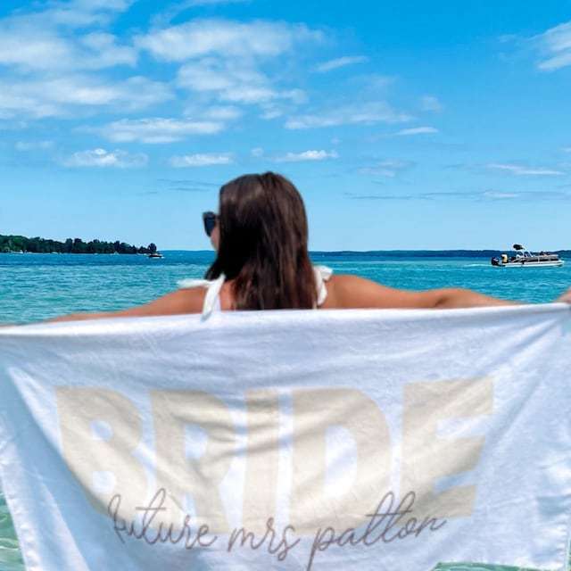 Personalized Bride and Bridesmaid Beach Towels for Unique & Love | JNSTowel01
