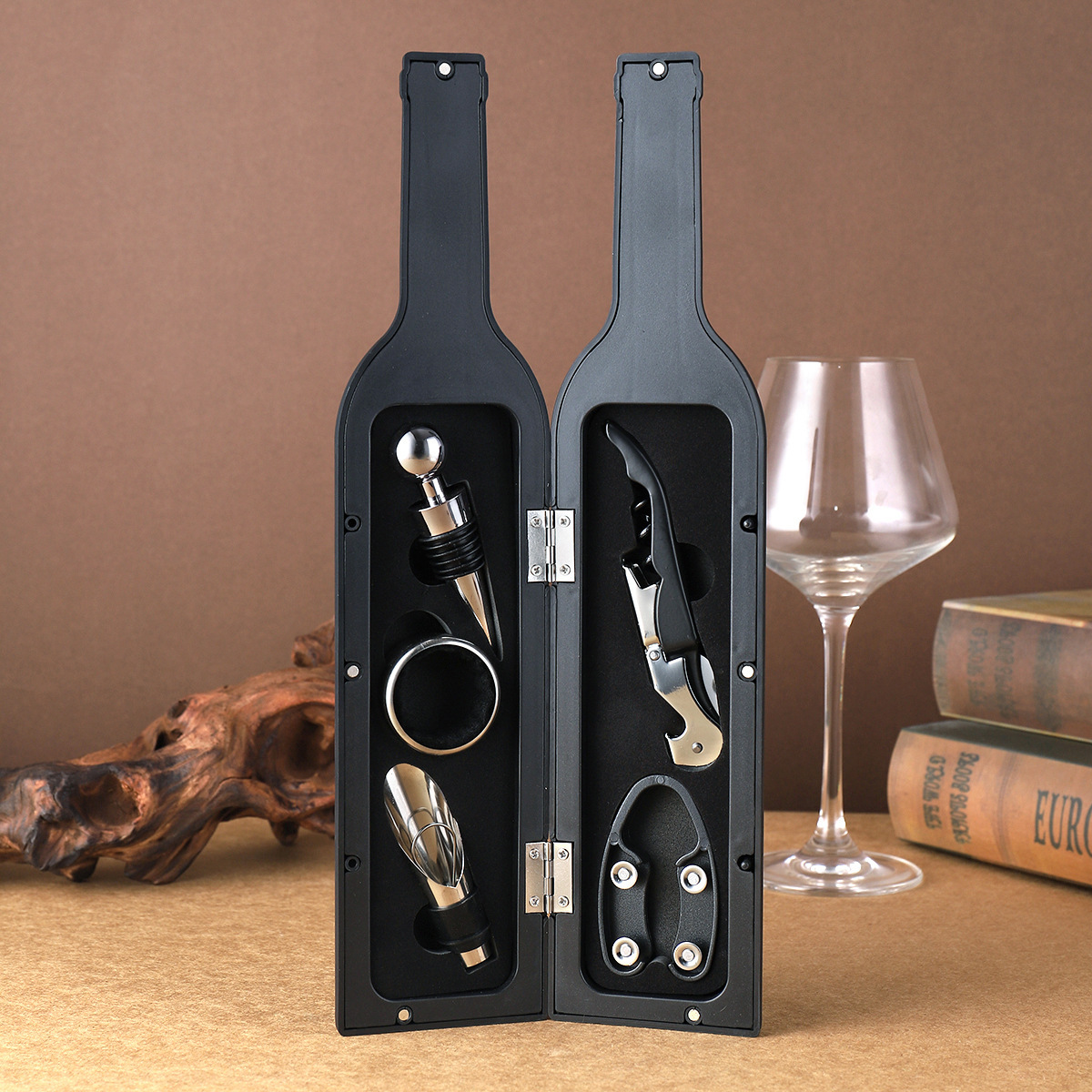 Personalized Monogram Wine Bottle Accessories Gift Set | JNSTool11