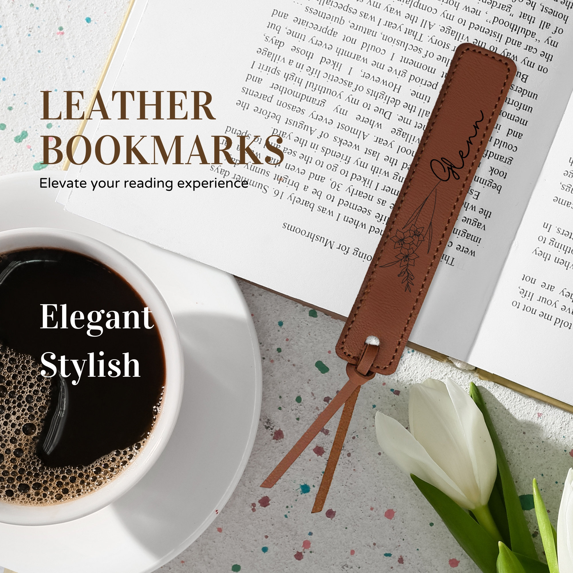 Personalized Birth Month Flower Leather Bookmark for Unique & Love | JNSDec34