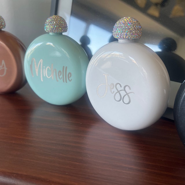 Personalized Round Flasks with Rhinestone Lid for Unique and Love | JNSDec61