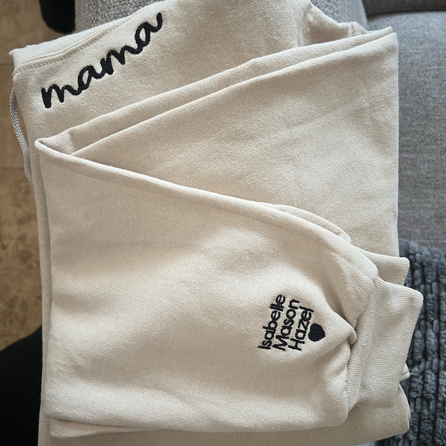 Personalized Mom Grandmother Collar and Sleeve Embroidered Hoodie for Unique & Love | JNSCloth16