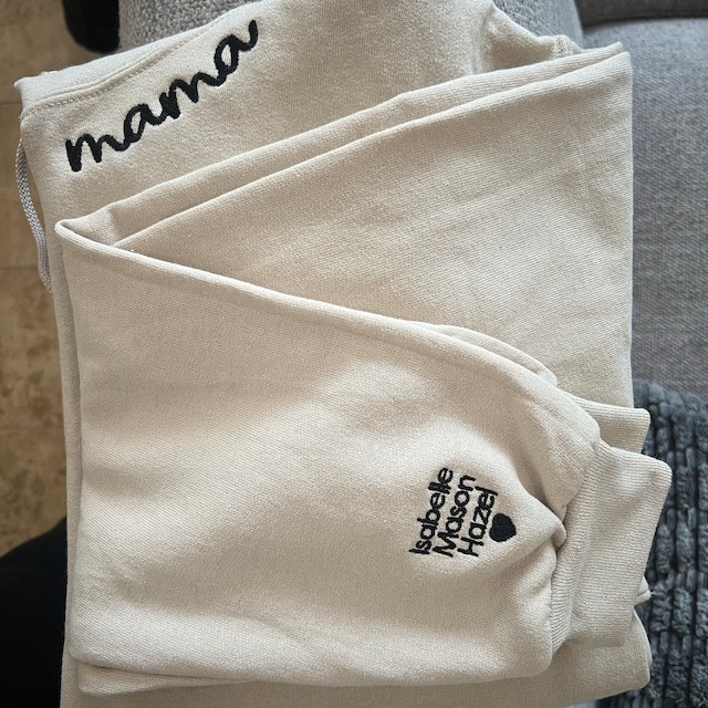 Personalized Mom Grandmother Collar and Sleeve Embroidered Hoodie for Unique & Love | JNSCloth16