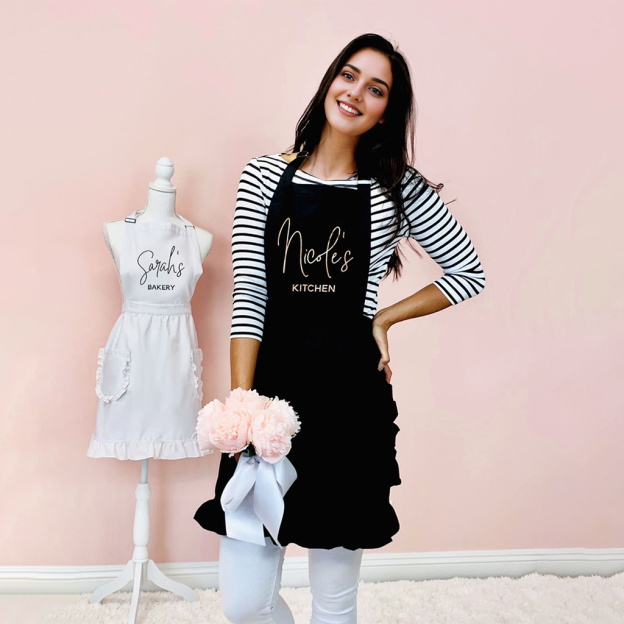 Personalized Name Apron with Ruffled Pockets for Unique & Love | JNSCloth45