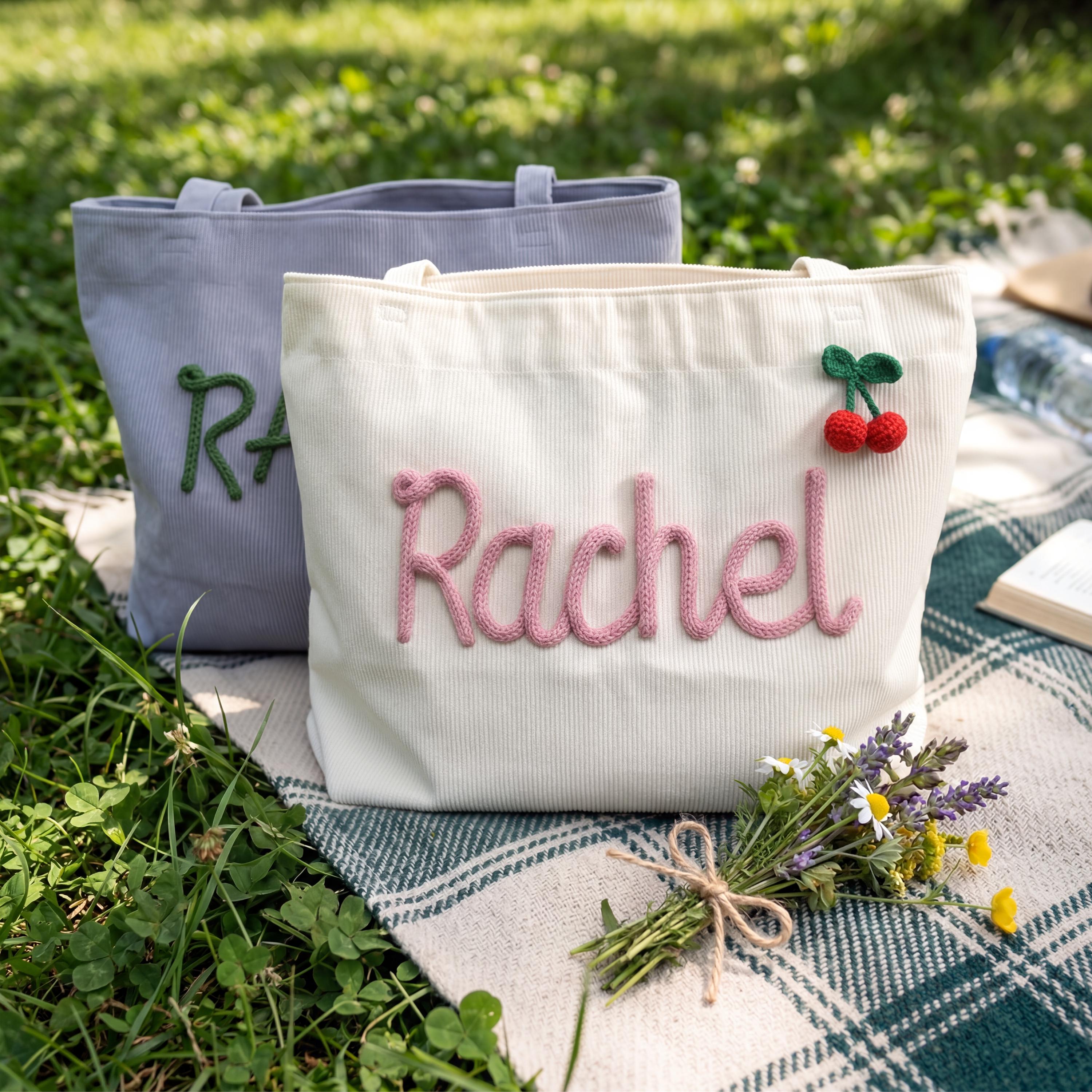 Personalized Hand Embroidered Corduroy Tote Bag for Unique & Love | JNSBag133