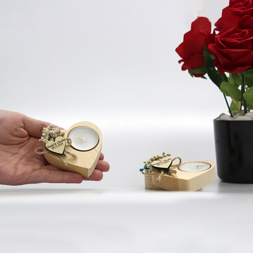 Personalized Engraved Wooden Tealight Candles & Holder for Unique & Love | JNSDec119