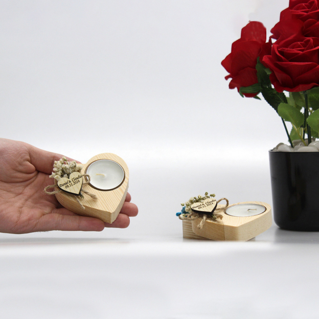 Personalized Engraved Wooden Tealight Candles & Holder for Unique & Love | JNSDec119