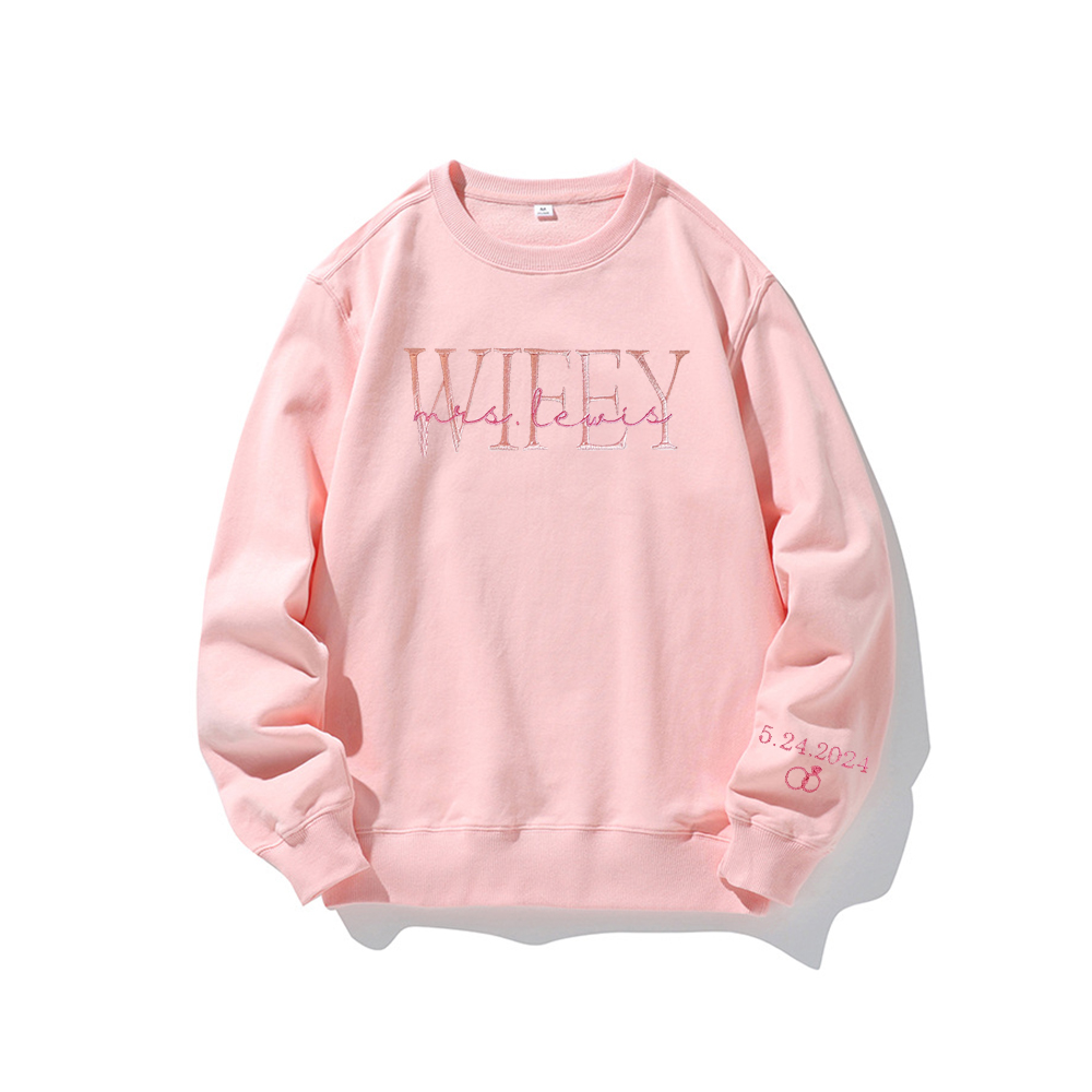 Personalized Embroidered Wife/Hubby Sweatshirt for Unique & Love | JNSCloth42
