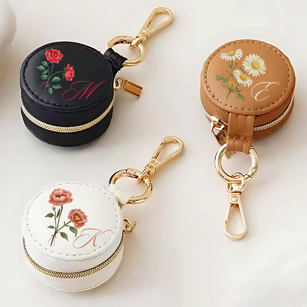 Personalized Birth Flower Leather Travel Portable Jewelry Box for Unique & Love | JNSBag116