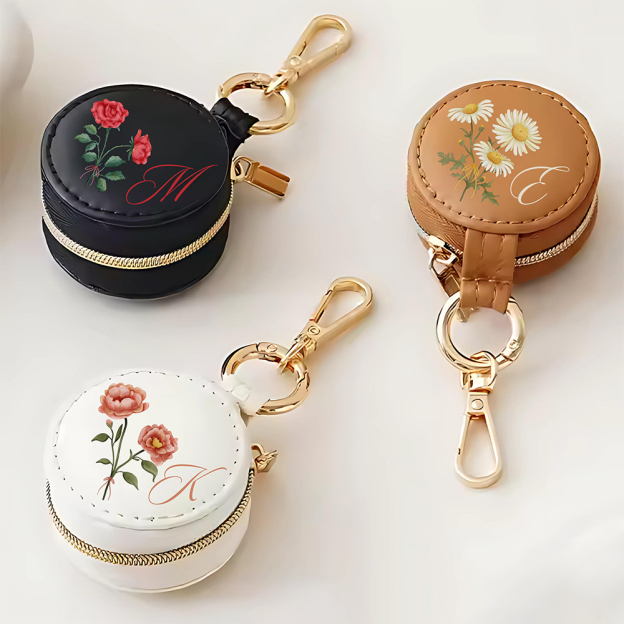 Personalized Birth Flower Leather Travel Portable Jewelry Box for Unique & Love | JNSBag116