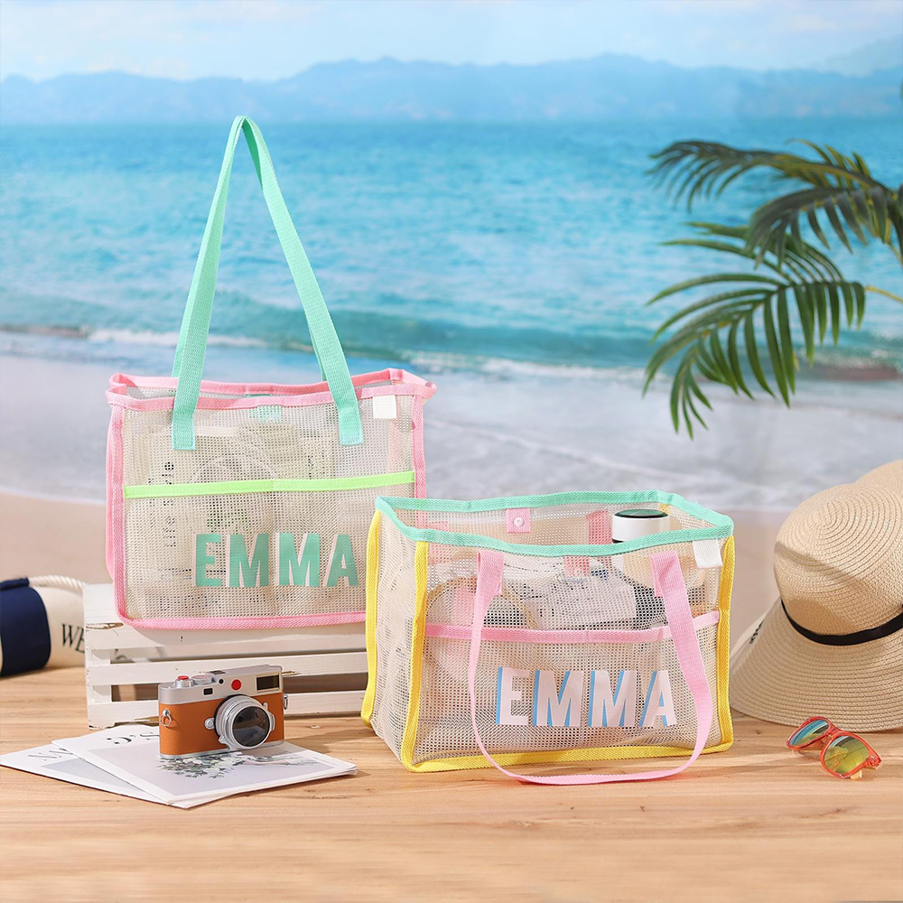 Personalized Monogram Beach Mesh Tote Bag for Unique & Love | JNSBag130
