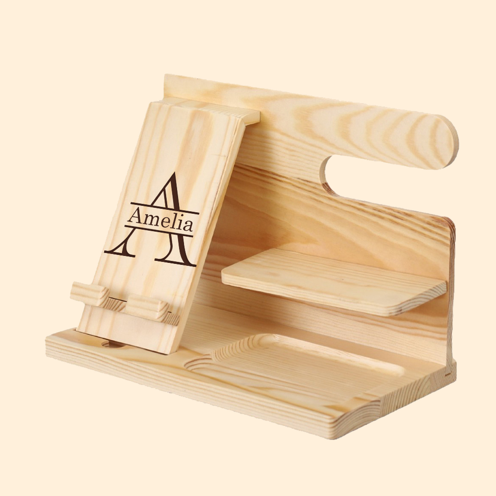 Personalized Wood Engraved Docking Station | JNSDec101