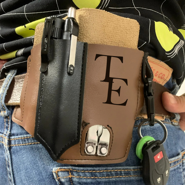 Personalized Name Engraved Multifunction Genuine Leather Belt Buckle Holder | JNSBag58