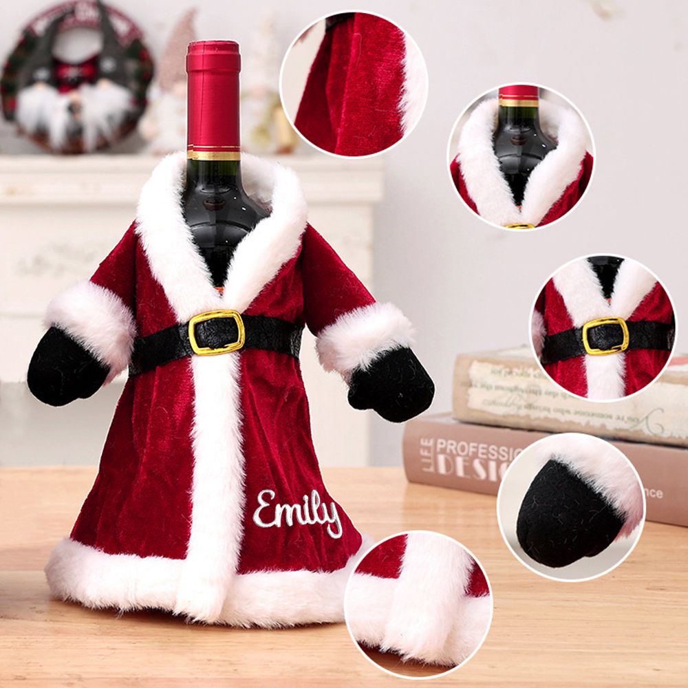 Personalized Embroidered Christmas Red Wine Bottle Sleeve Cover for Decoration | JNSDec105