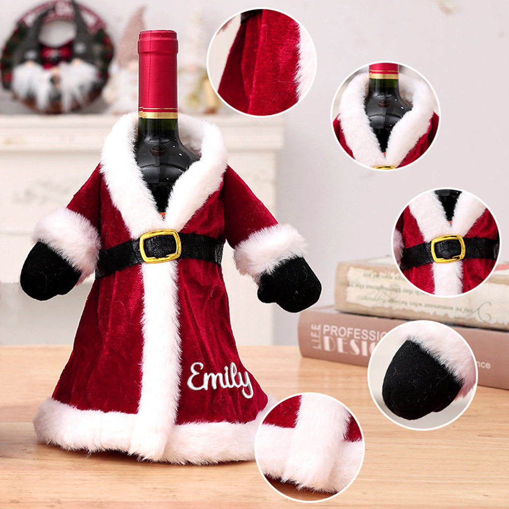 Personalized Embroidered Christmas Red Wine Bottle Sleeve Cover for Decoration | JNSDec105