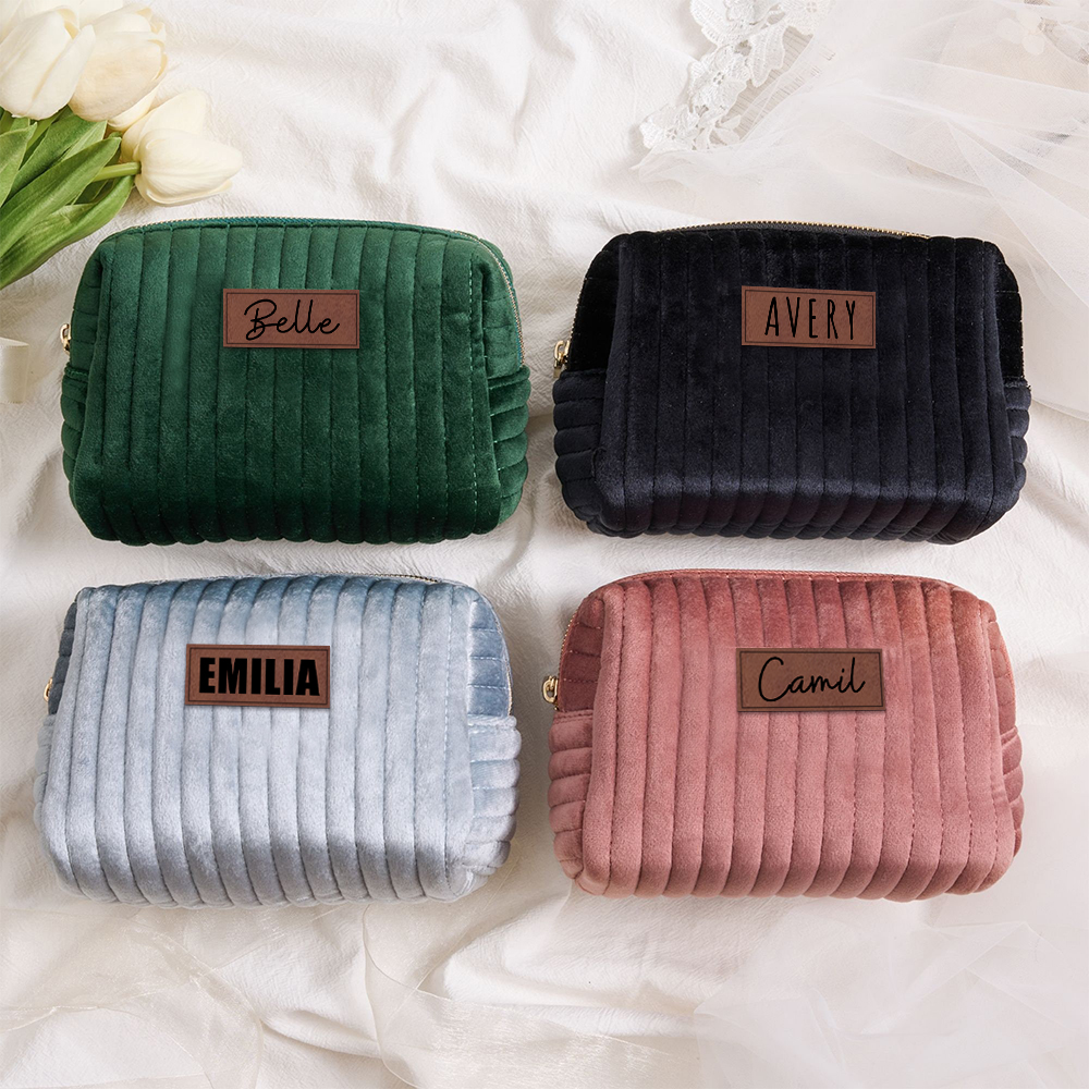 Personalized Leather Patch Makeup Bag for Unique & Love | JNSBag31