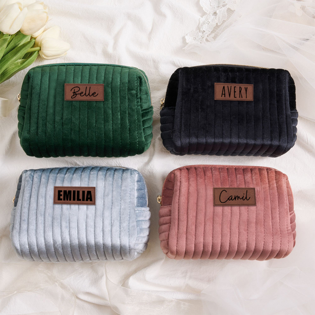 Personalized Leather Patch Makeup Bag for Unique & Love | JNSBag31