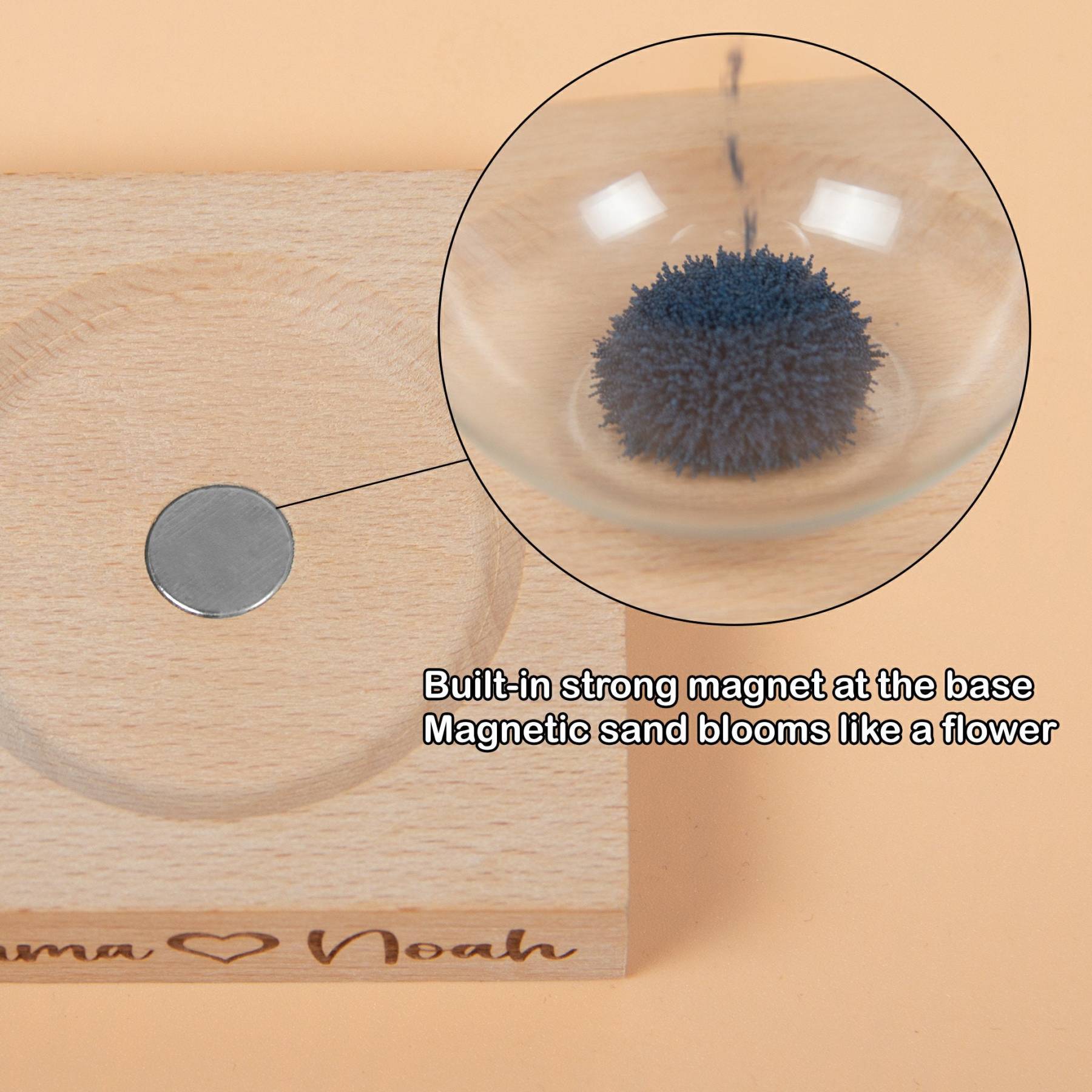 Personalized Engraved Magnetic Hourglass with Wooden Base | JNSDec165