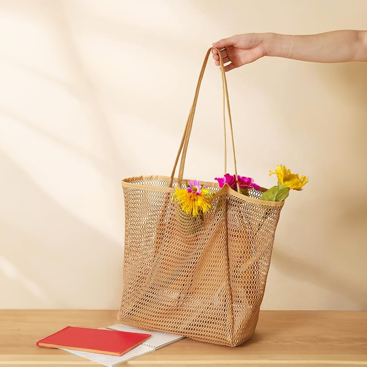 Personalized Name Mesh Beach Bag Zipper with Inner Pocket | JNSBag94