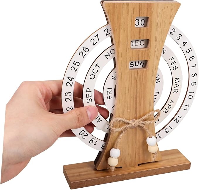 Personalized Monogram Disc Perpetual Wooden Desk Calendar | JNSDec103