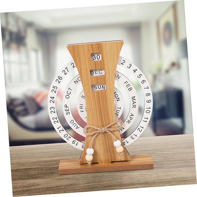Personalized Monogram Disc Perpetual Wooden Desk Calendar | JNSDec103
